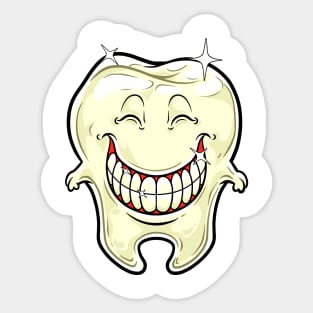 Cartoon grinning healthy tooth Sticker